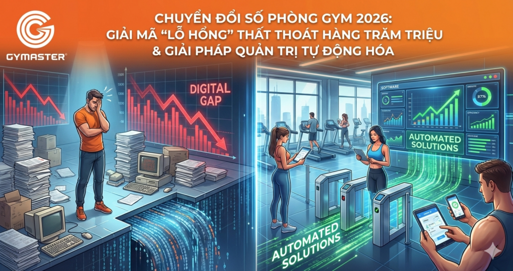 Chuyển Đổi Số Phòng Gym 2026: Giải Mã "Lỗ Hổng" Thất Thoát Hàng Trăm Triệu & Giải Pháp Quản Trị Tự Động Hóa 1 chuyển đổi số phòng gym
