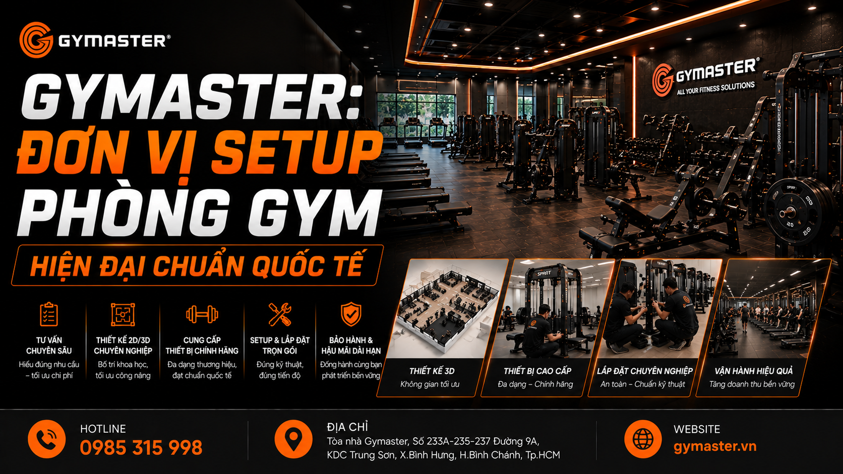 Gymaster: Đơn vị setup phòng gym hiện đại chuẩn quốc tế
